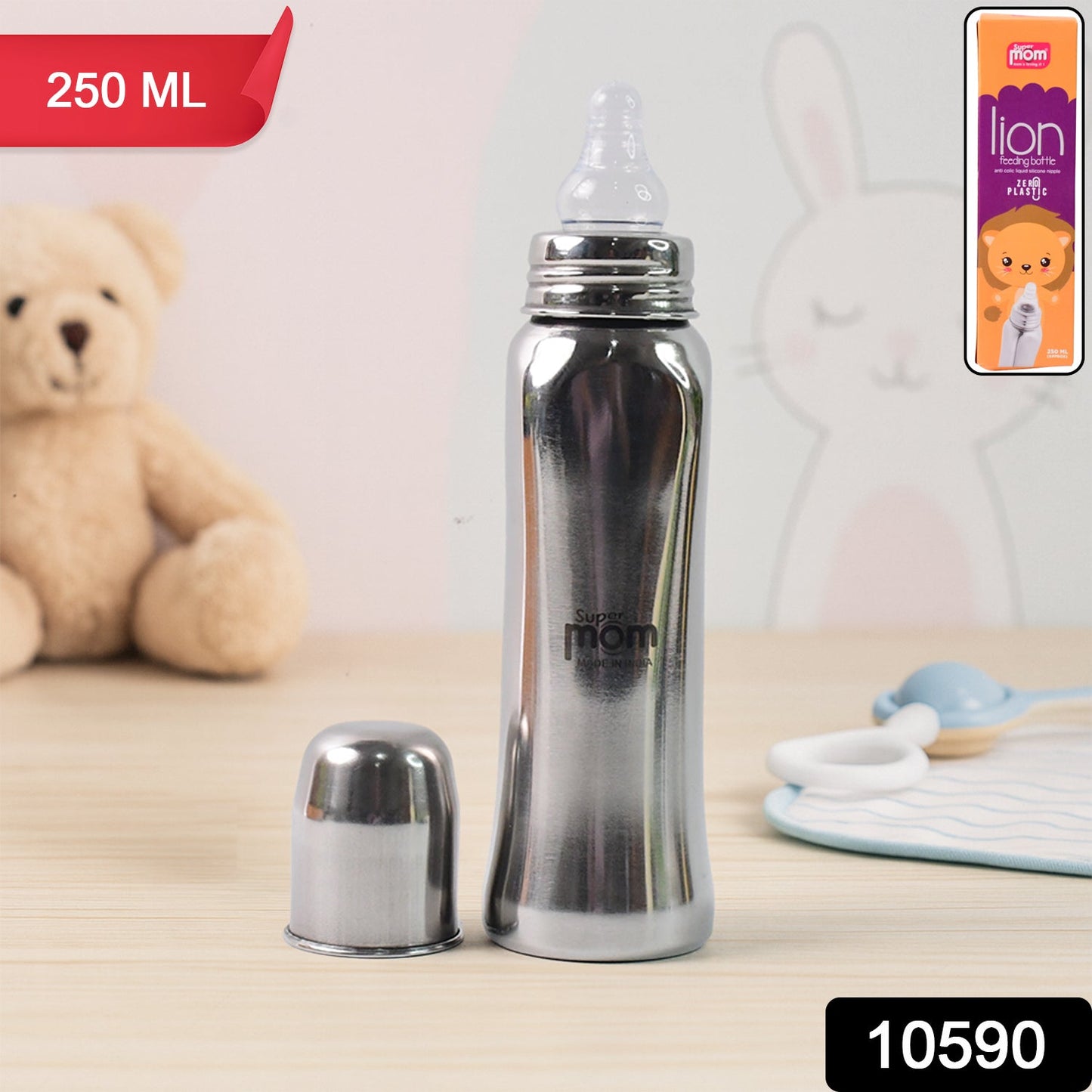 Anti-Colic Stainless Steel Feeding Bottle – 250ml Safe Comfort