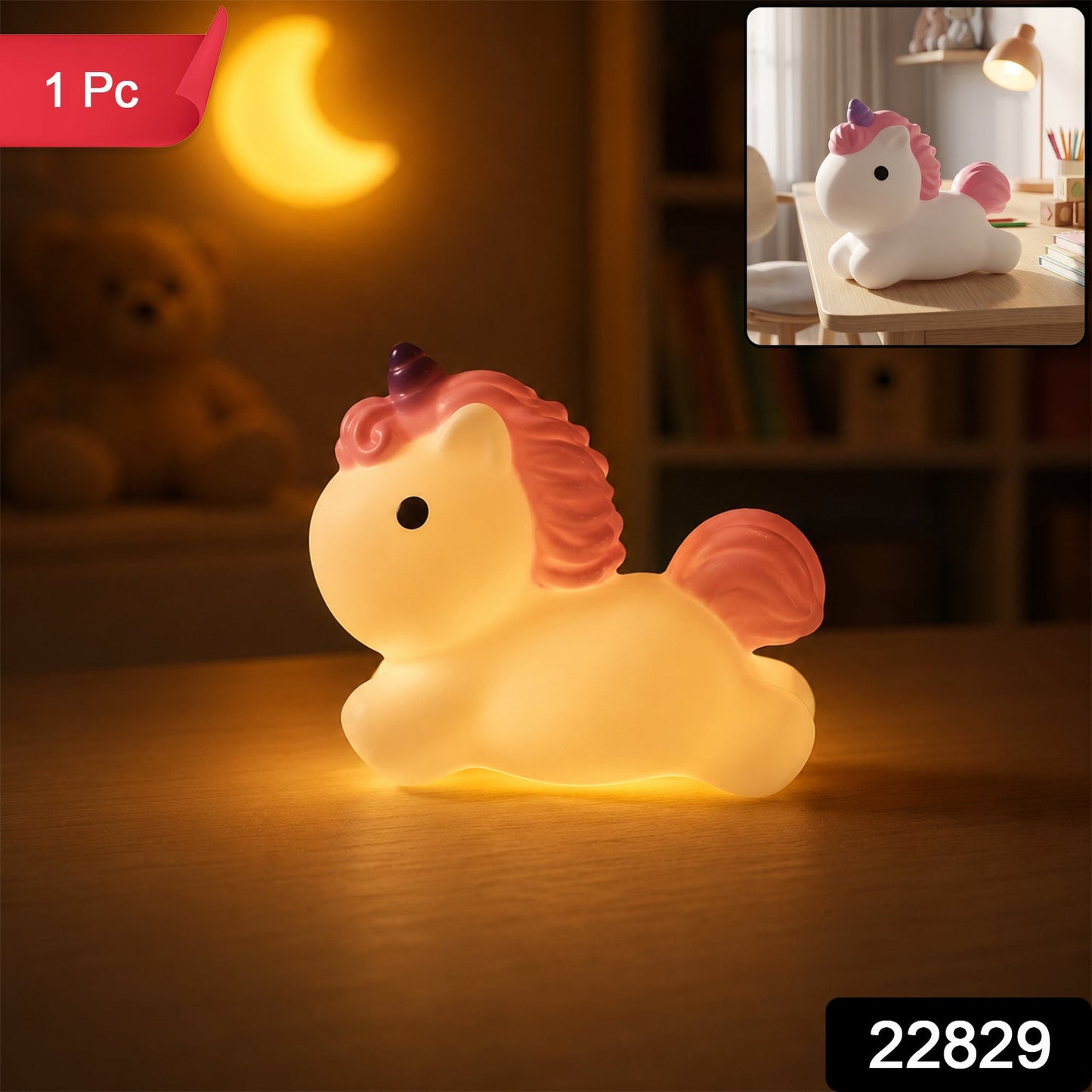Unicorn LED Night Light, Cute Silicone Bedside Lamp for Kids (1 Pc)