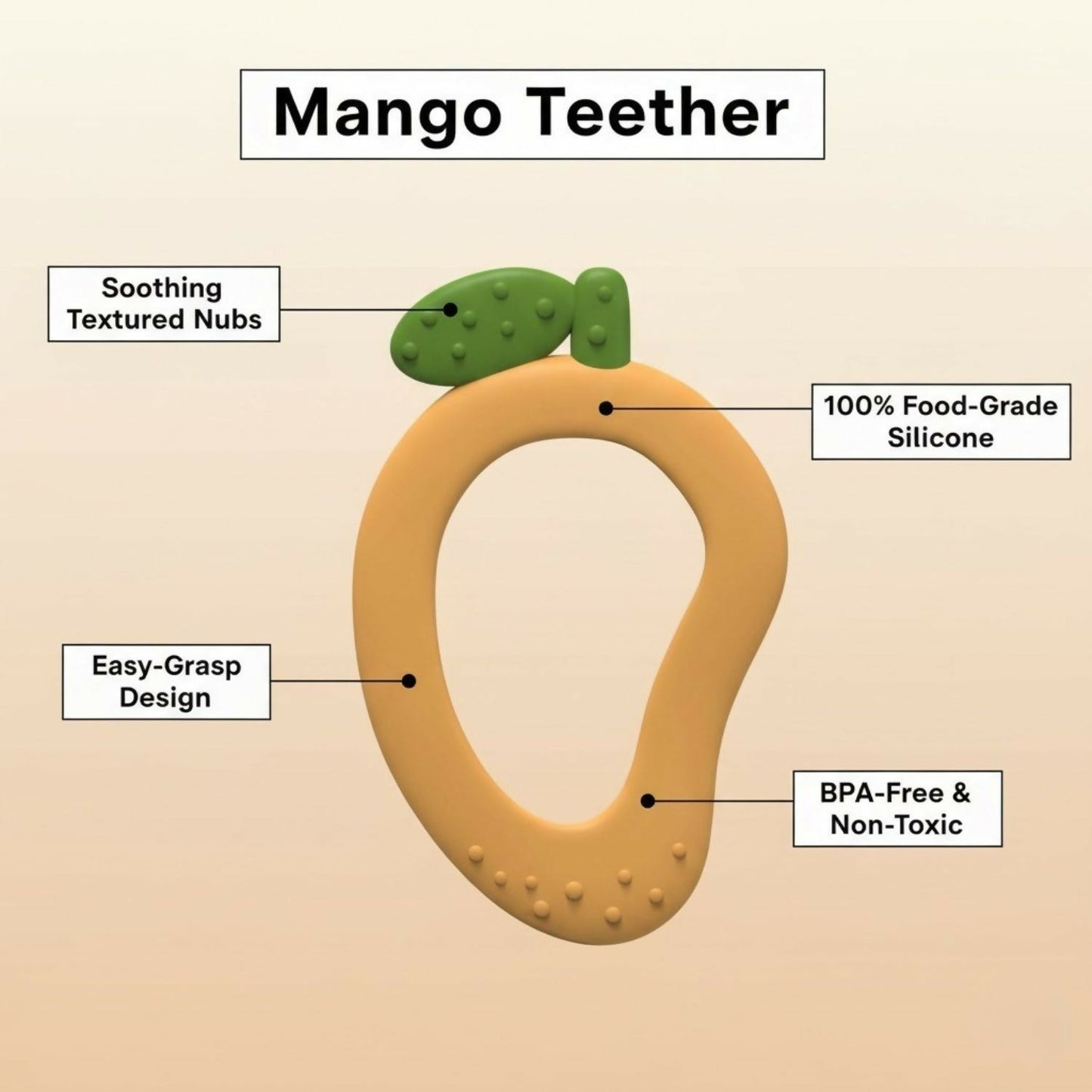 Silicone Baby Teether – Mango Shape for Soothing Relief