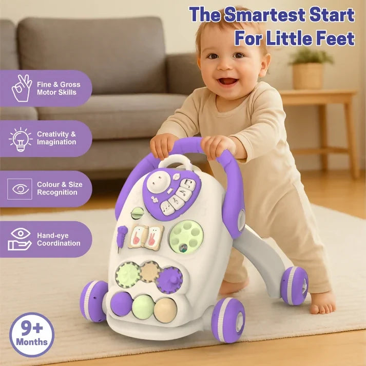Baby Walker with Anti-Slip Wheels – Safe Musical Walker for 9+ Months